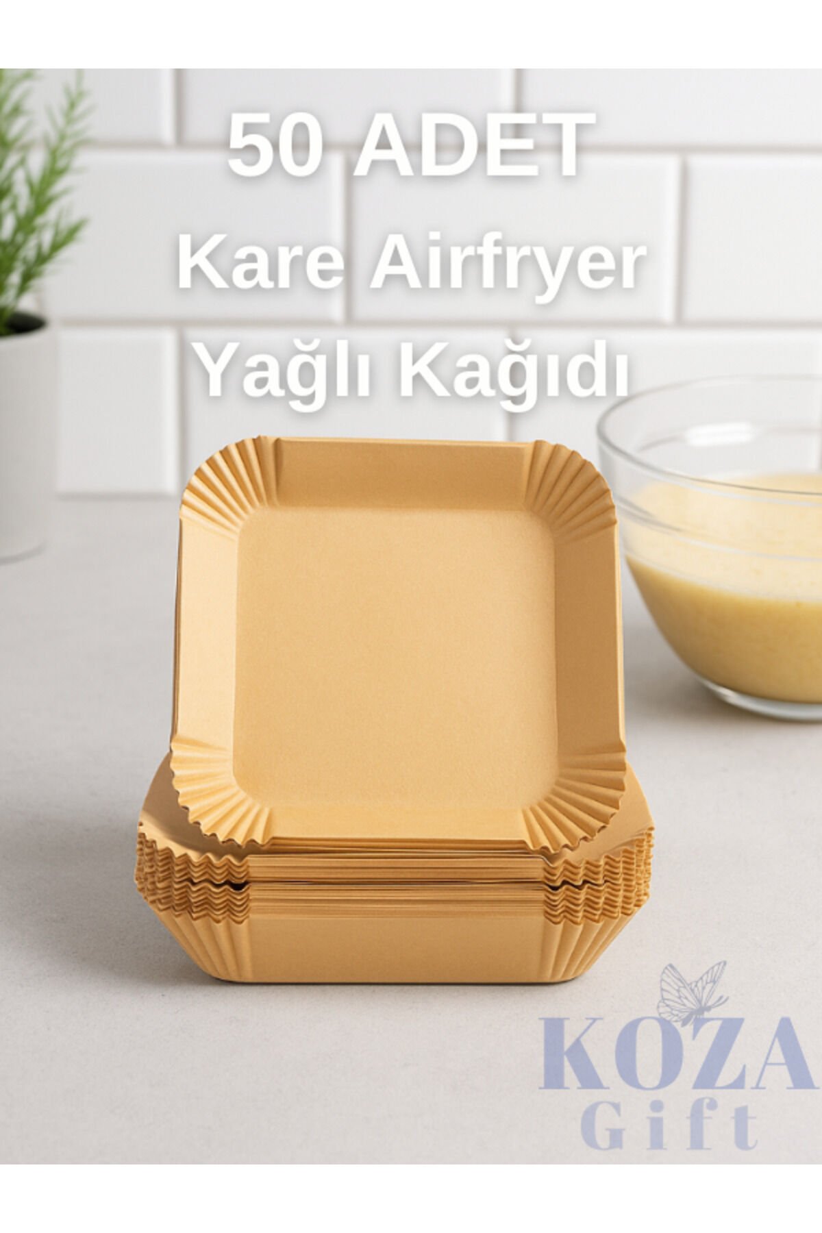 Büyük Boy Fritöz Pişirme Kağıdı Air Fryer Xl-xxl Tüm Markalara Uygun Kare Tabak Model 50 Adet