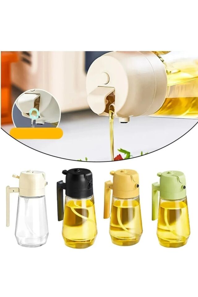 Çift Kullanımlı 2 Fonksiyonlu Cam Yağdanlık Ve Püskürtmeli Sprey Yağdanlık 2 In 1