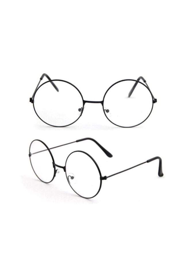 Unisex Siyah Harry Potter Anti Mavi Işınlı Retro Metal Çerçeve Şeffaf Lens Gözlük SİYAH - Tek Ebat