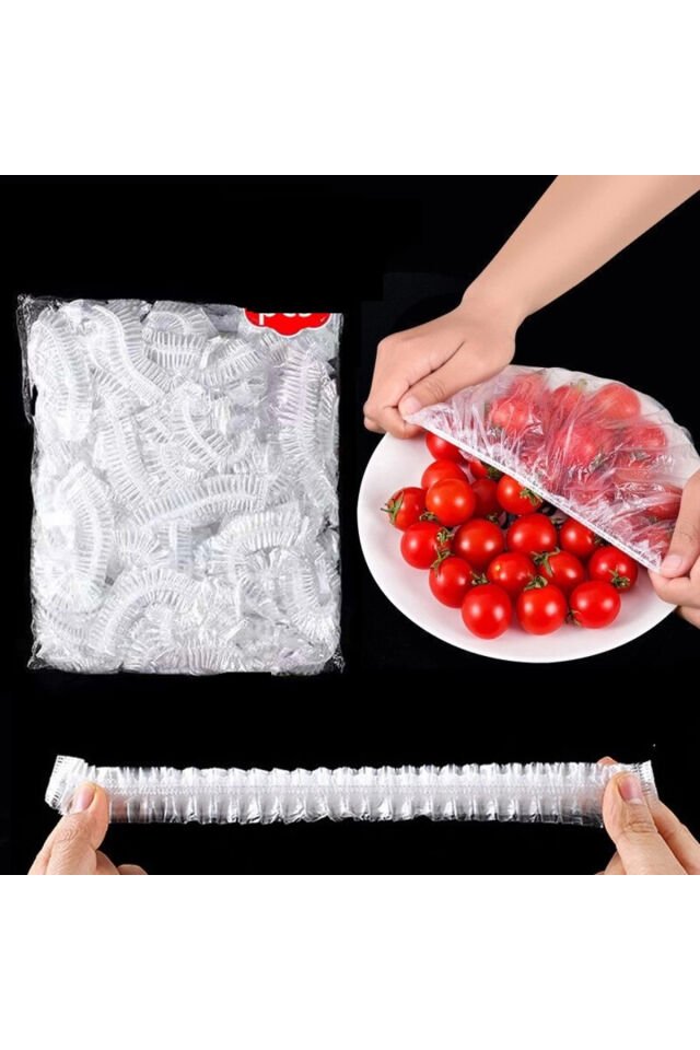 100 Adet Lastikli Tazeliği Koruyan Tencere Ve Tabak Bonesi Esnek Strech Kapak Tek Ebat
