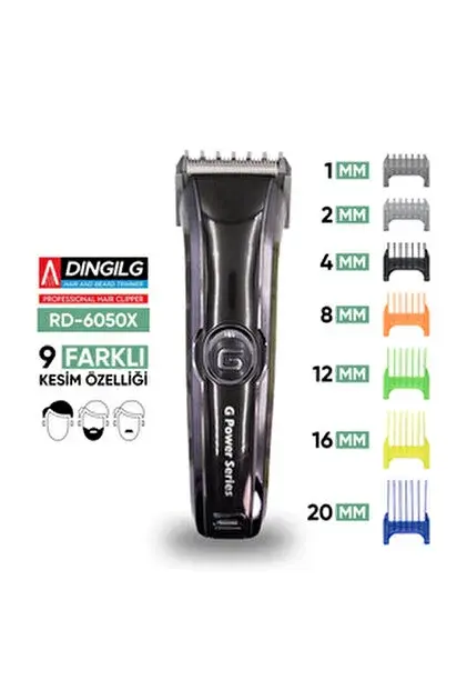 Dingilg RD-6050X Gri Siyah Şarjlı Ayarlanabilir Bıçaklı Saç Sakal Tıraş Makinesi Erkek Kişisel Bakım