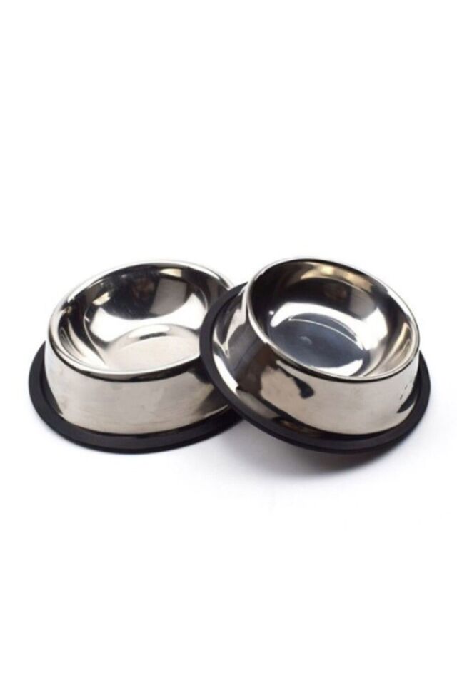 2 Adet Paslanmaz Çelik Mama Ve Su Kabı, Alt Taban 16 Cm Kedi Mama Kabı Köpek Mama Kabı (250 ML-8 OZ)