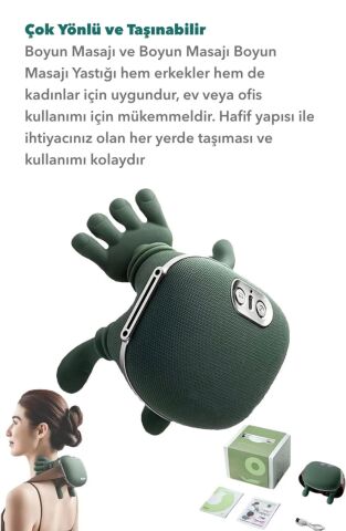 DEMPOWER Isıtmalı El Şekilli Taşınabilir Şarjlı Masaj Cihazı- Boyun, Sırt ve Omuz