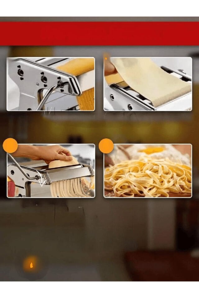 Erişte Makarna Hamur Kesme Mantı Açma Makinesi 150mm 3 Fonksiyonlu Paslanmaz Dilimle Kesme Aleti