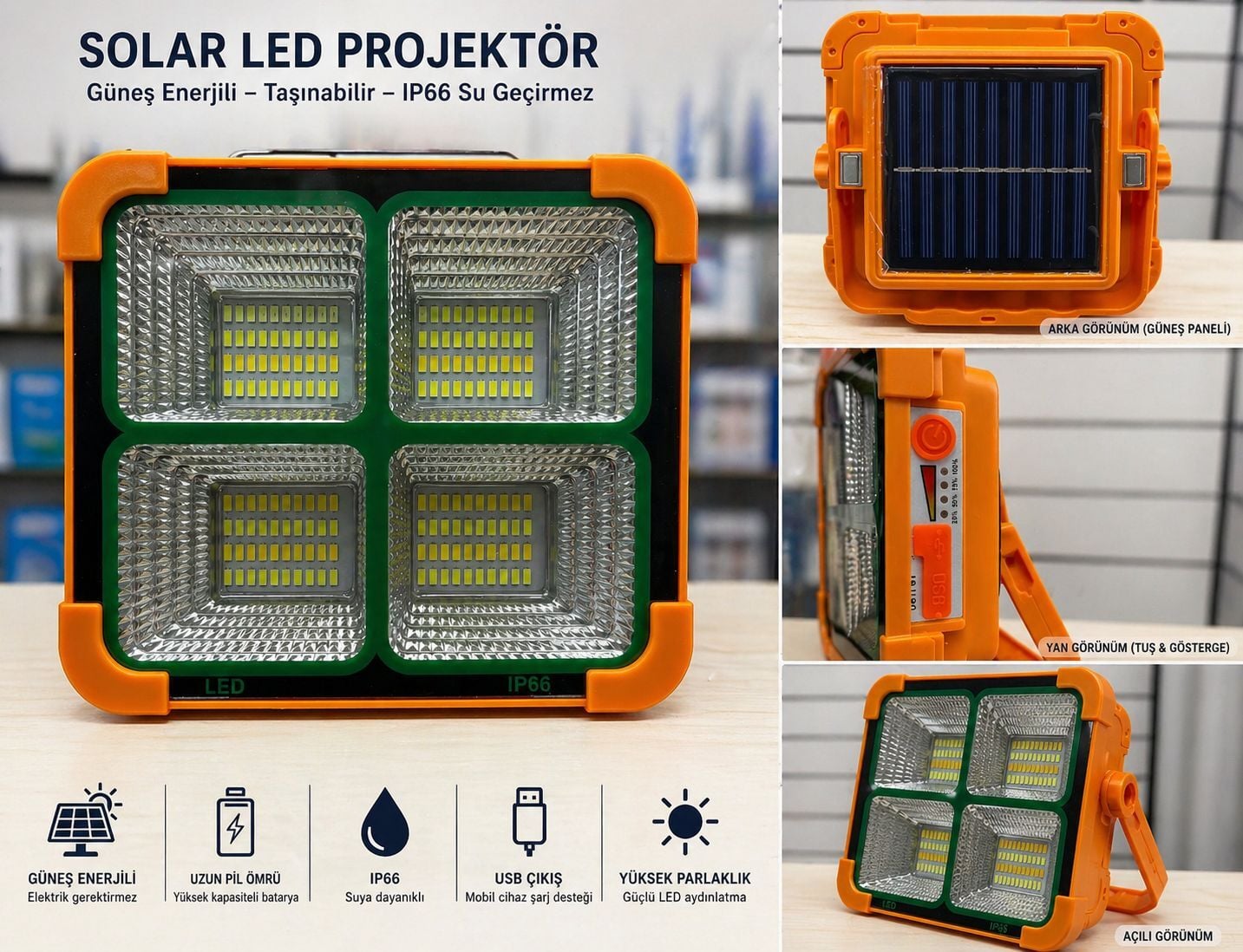 Prokama Ledli Solar Projektör 100W BK-100W