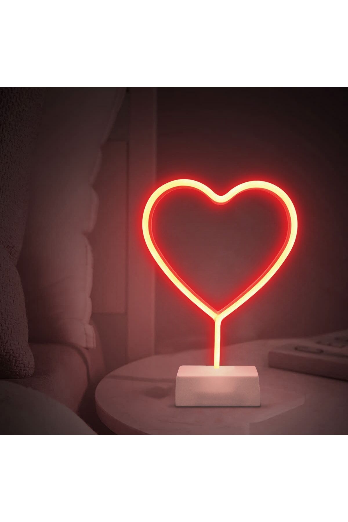 Dekoratif Neon Kalp Gece Aydınlatması No Color - Tek Ebat - 32 x 23