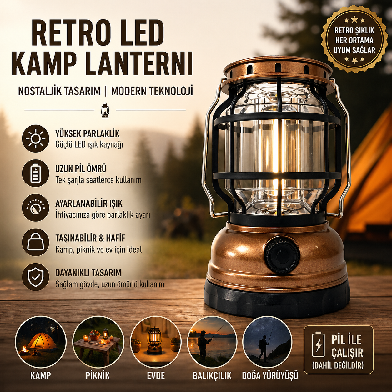 Çok Fonksiyonlu Pilli Kamp Lambası ZJ-1990