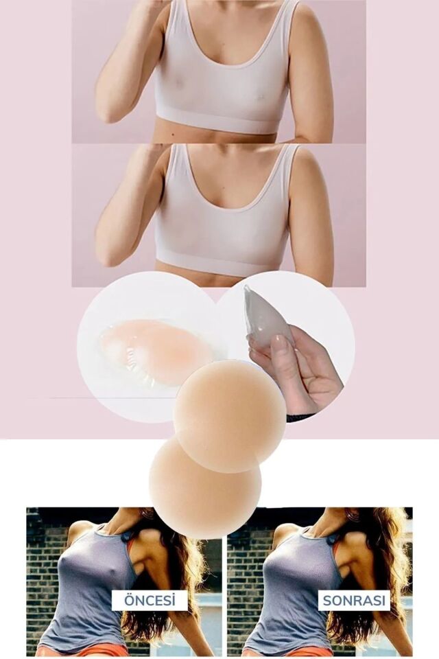 Silikon Göğüs Ucu Kapatıcı Kadın Ten Meme Ucu Kapatıcı Bant Kadın Iç Giyim Kapatıcı Göğüs Ucu Bandı Bej - Standart
