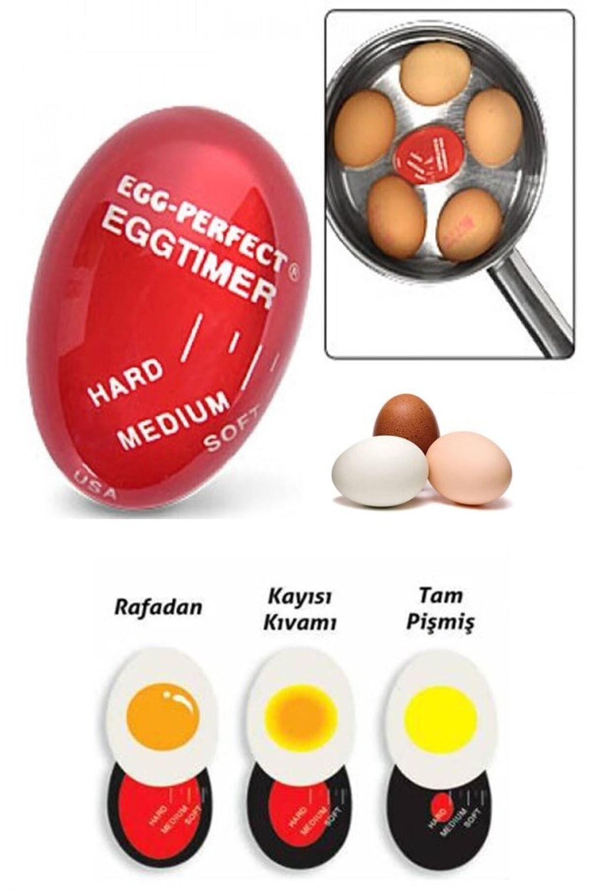 Renk Değiştiren Yumurta Zamanlayıcı Yumurta Haşlama Derecesi Dublör Yumurta Pişirme Aleti Egg Timer