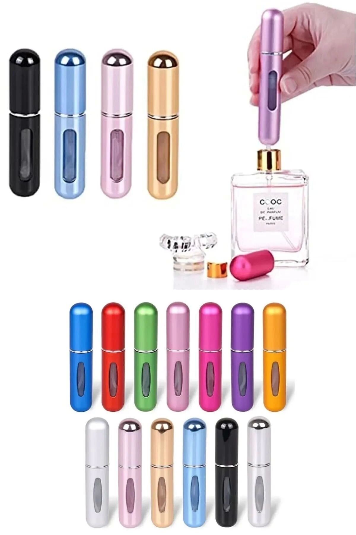 1 Adet Taşınabilir Cep Parfüm Şişesi Doldurma Atomizer Çantalık Dolabilir Mini Şişe 5ml Açık Mavi - Tek Ebat