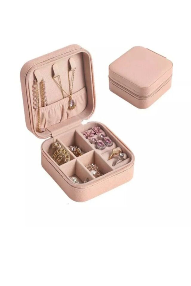 Senfony Mini Mücevher Takı Kutusu - Kolye, Yüzük, Küpe Düzenleyici Takı Çantası Pembe - Tek Ebat