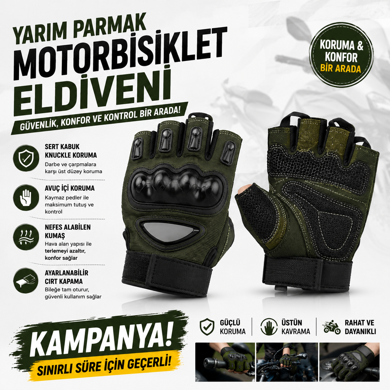 YARIM MOTORBİSİKLET ELDİVENİ