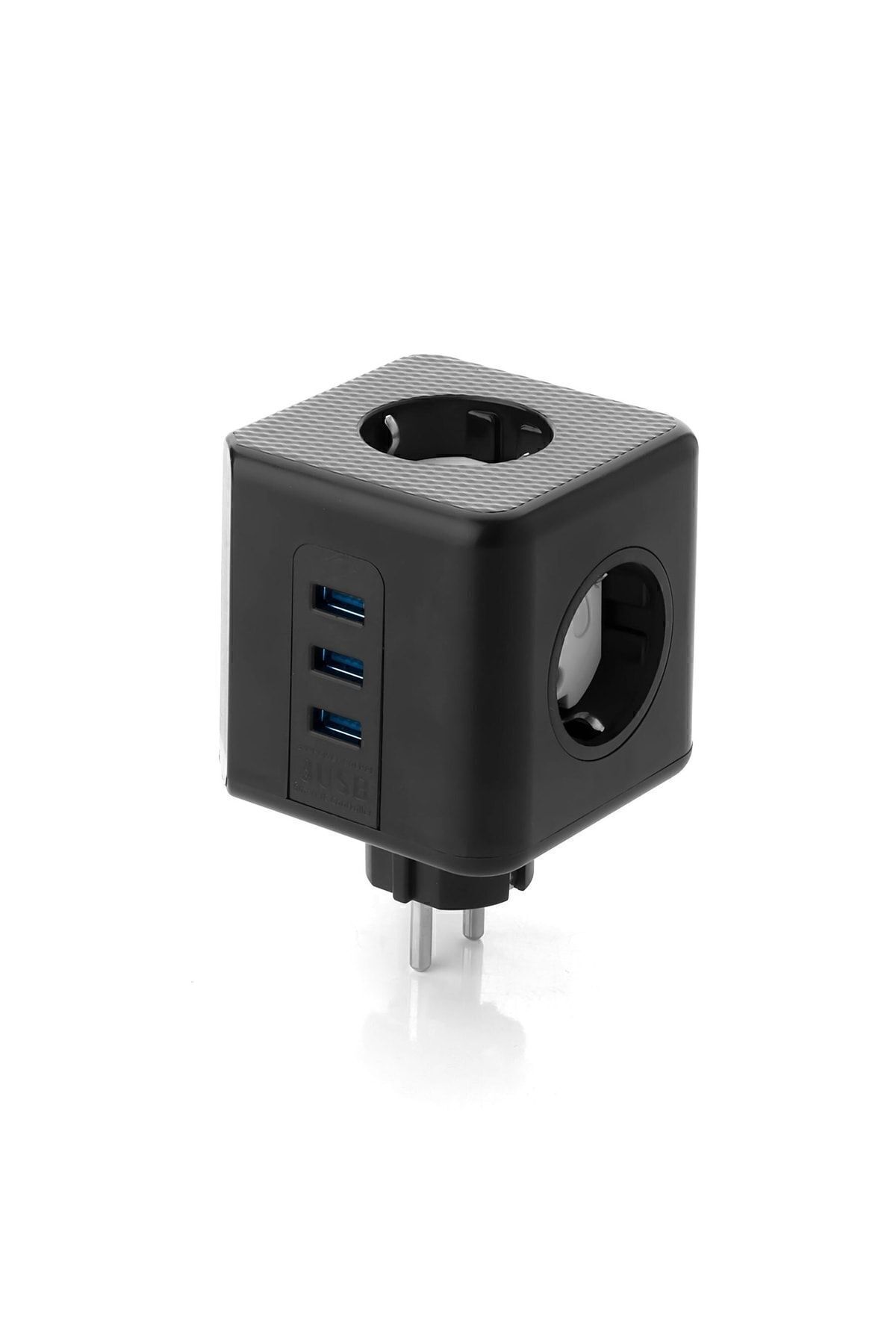 Dn 9203 Küp Akım Korumalı 3'lü Priz, 3 Usb Şarj Prizi