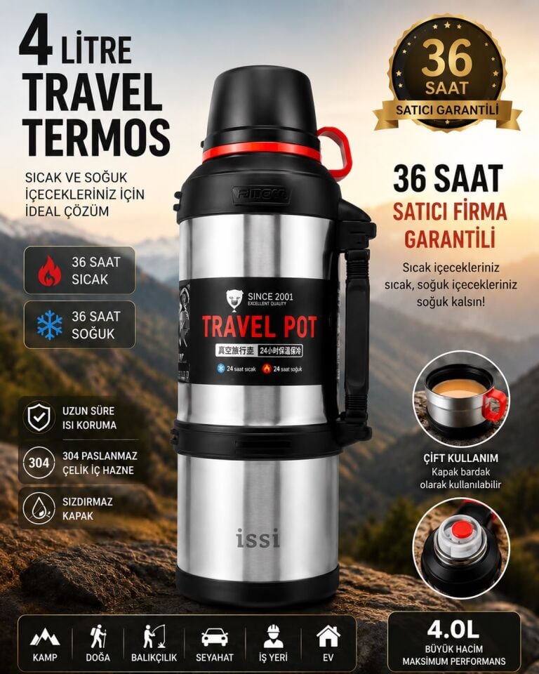 4 LT TRAVEL TERMOS GÜMÜŞ