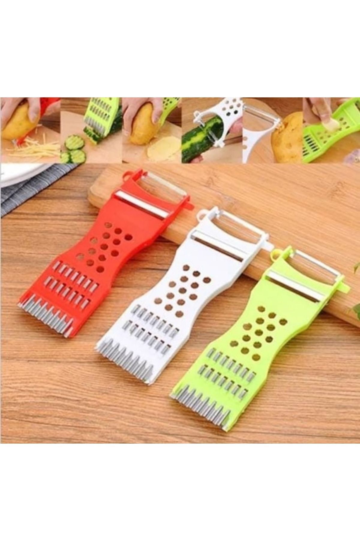 5 in 1 Çok Fonksiyonlu Sebze Meyve Soyucu Dilimleyici Meyve Plastik TR Tek Ebat