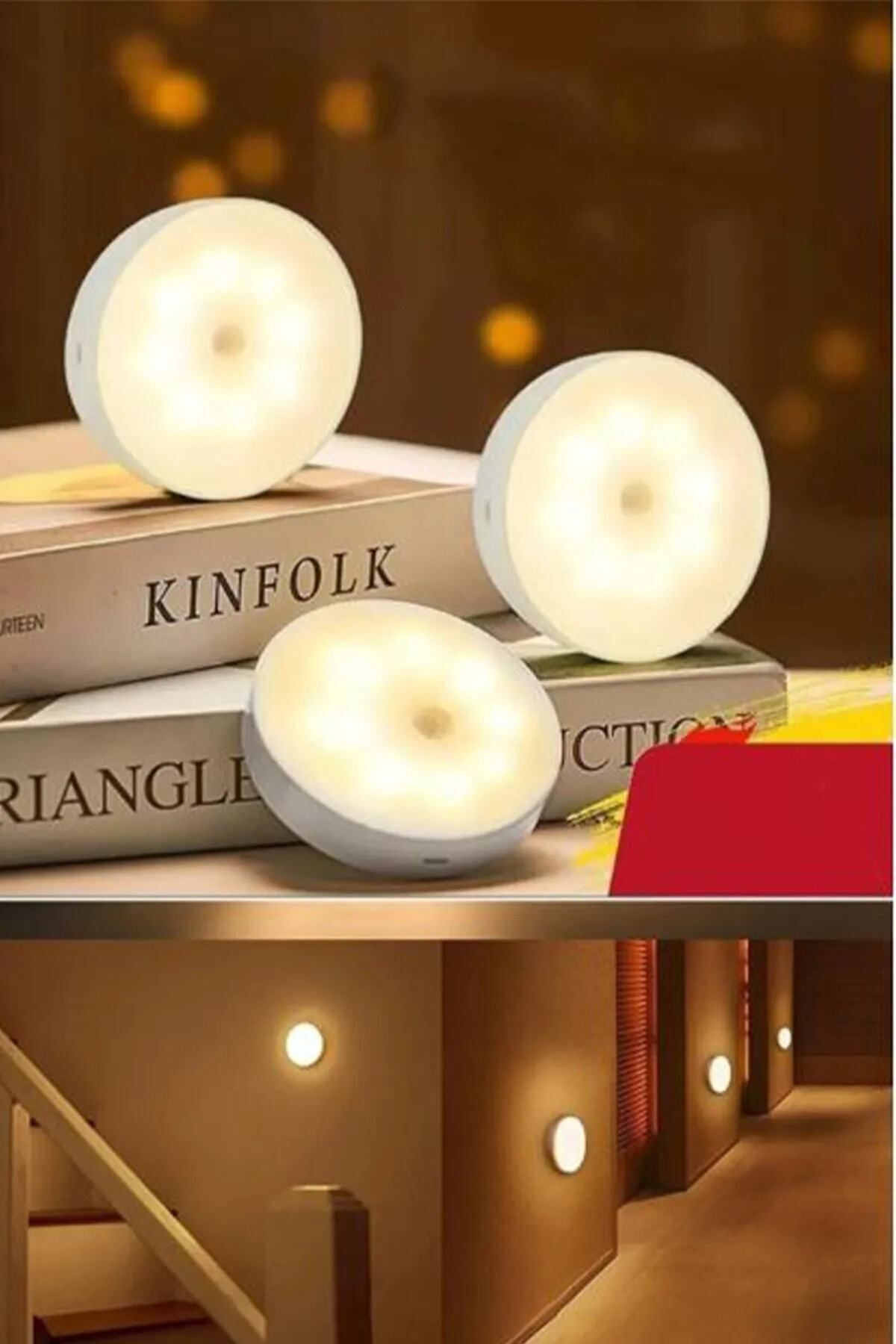 Hareket Sensörlü 8 Ledli Usb Sarjli Beyaz Isik Led Isik On/auto/off Modlu Dolap Içi, Koridor Beyaz - Tek Ebat