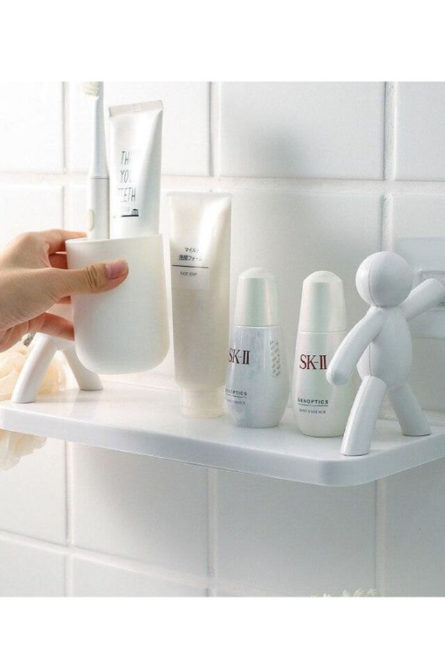 Kendinden Yapışkanlı Craft Banyo Rafı Tarz Baharatlık Rafı Organizer Düzenleyici - 1 Adet