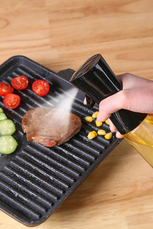 Sprey Yağdanlık Sıvı Yağ Spreyi Yağlık Air Fryer Da Yağ Tasarruf Edin Zeytinyağı Için Siyah 300ml Siyah - Tek Ebat