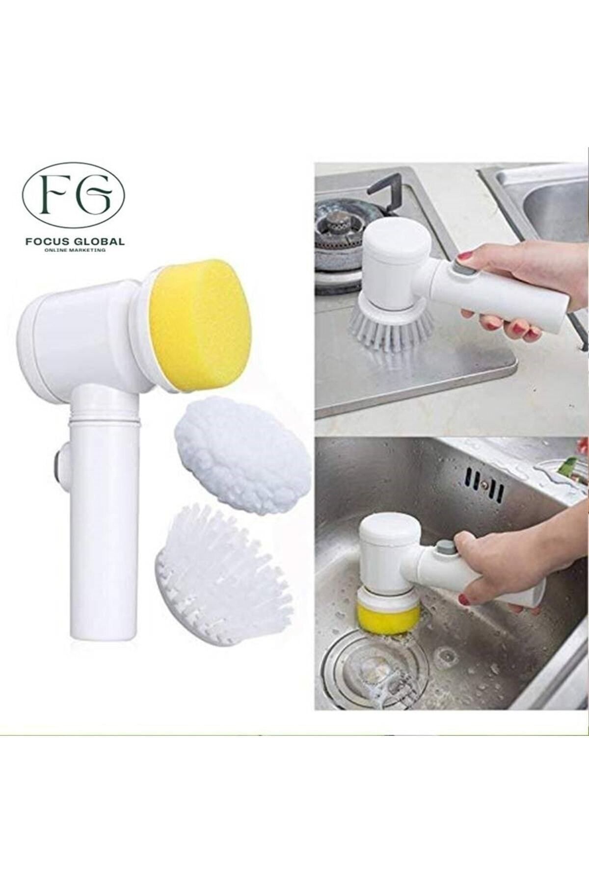 Şarjlı 3 Başlıklı Otomatik Temizleme Fırçası Oto Tuvalet Lavabo Küvet Temizlik Fırçası Magic Brush