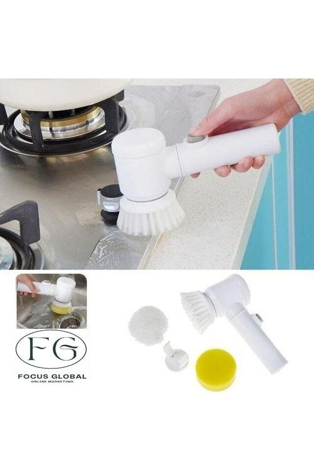Şarjlı 3 Başlıklı Otomatik Temizleme Fırçası Oto Tuvalet Lavabo Küvet Temizlik Fırçası Magic Brush