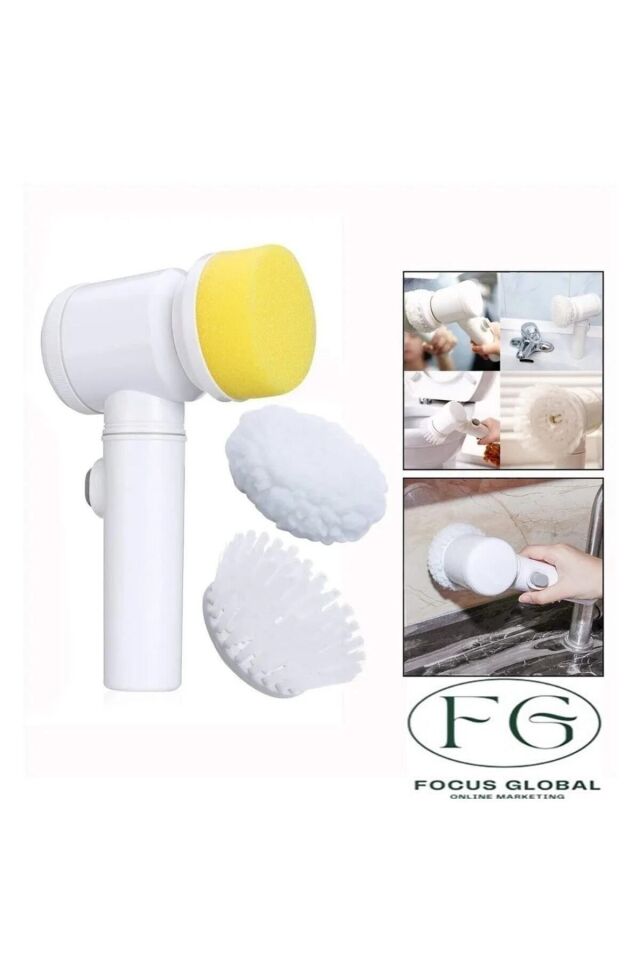 Şarjlı 3 Başlıklı Otomatik Temizleme Fırçası Oto Tuvalet Lavabo Küvet Temizlik Fırçası Magic Brush