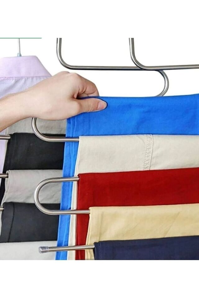 Dekoratif Metal Dolap Içi Krom Askı Pantolon Askısı Çoklu Askılık GRİ - Tek Ebat