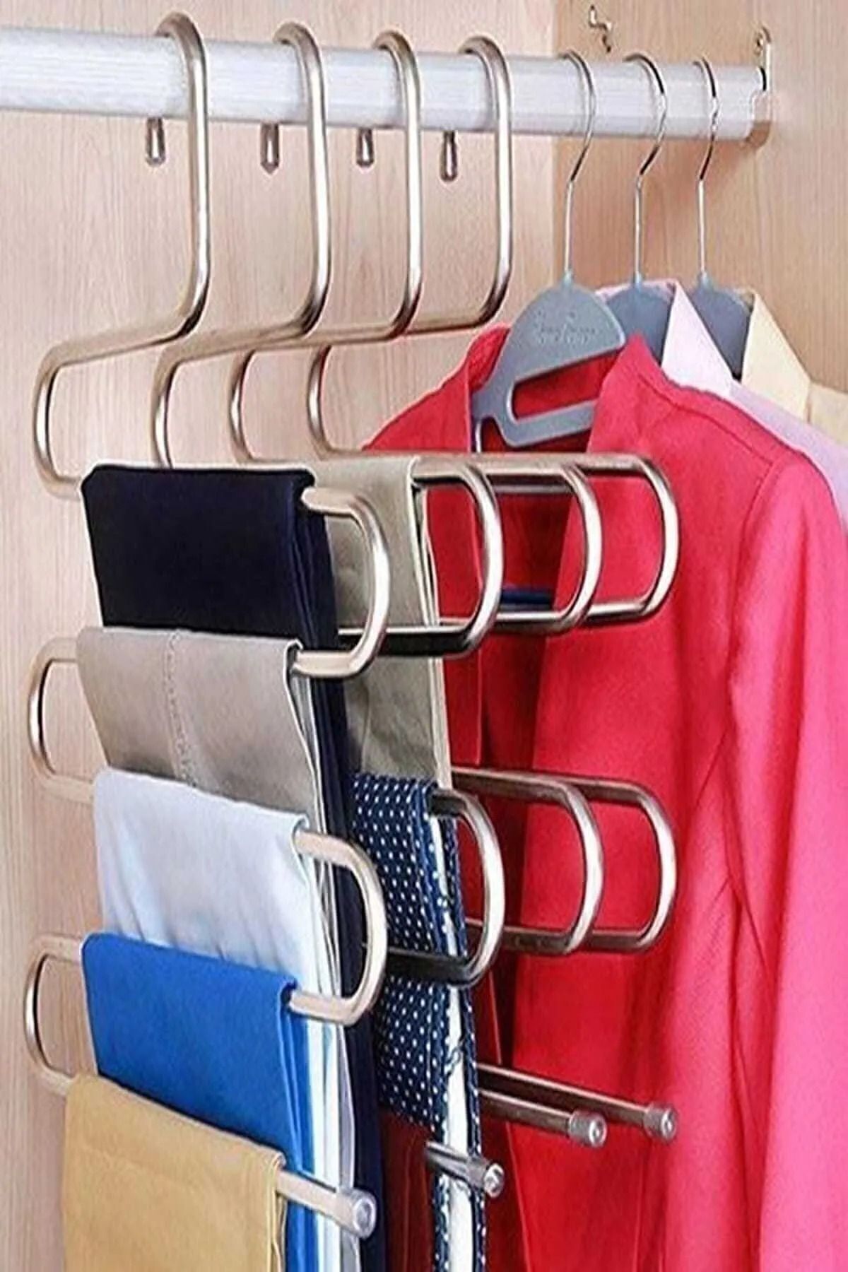 Dekoratif Metal Dolap Içi Krom Askı Pantolon Askısı Çoklu Askılık Metal - Tek Ebat