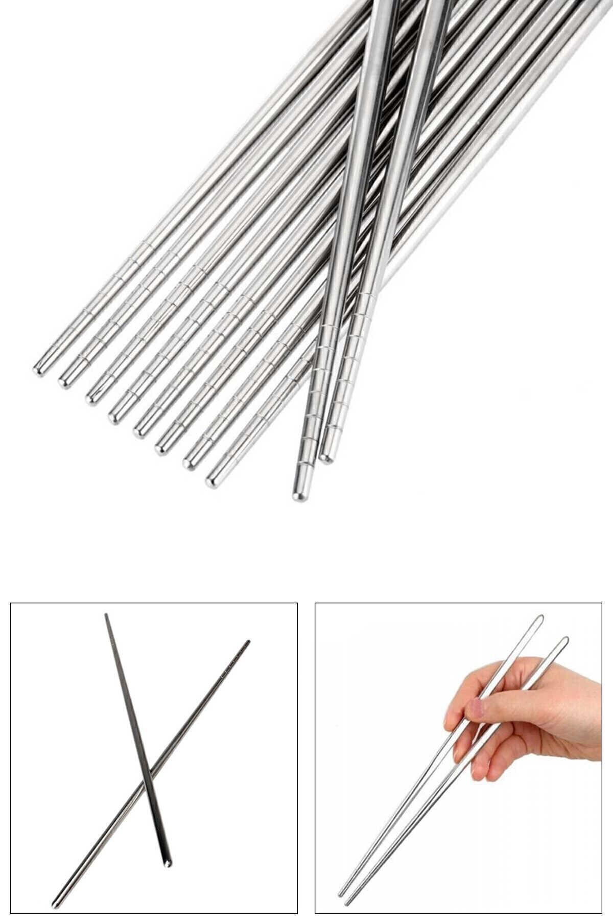 5'li Paslanmaz Çelik Metal Chopstick karışık - Tek Ebat