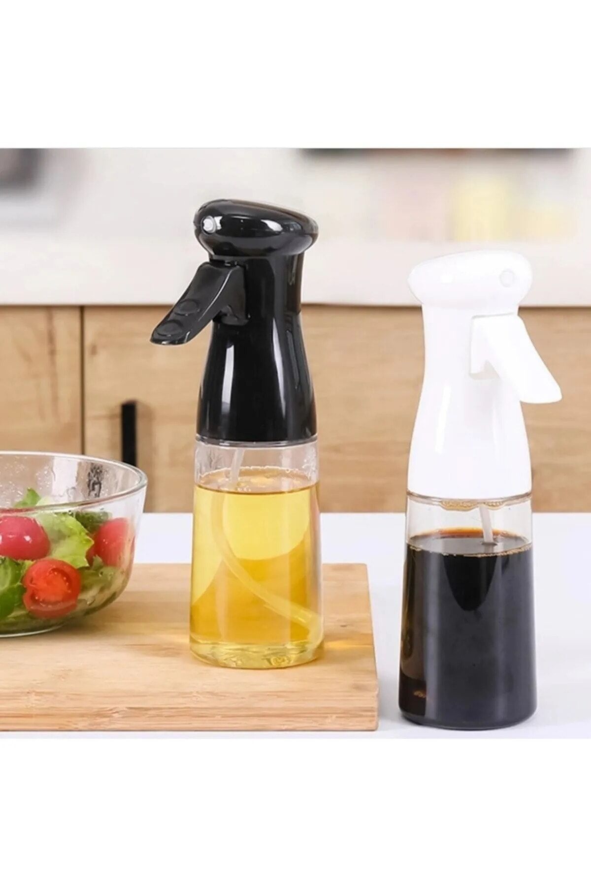Sprey Yağdanlık, Airfryer için Yağdanlık Püskürtmeli Sprey Cam Şişe Zeytinyağı Sirke Püskürtüc Siyah - Tek Ebat