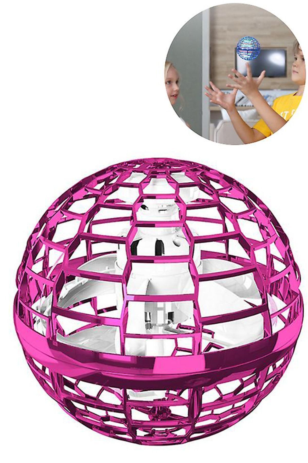 Uçan Küre Topu Oyuncakları Yükselen Hover Pro Boomerang Spinner El Kontrollü Mini Drone Pembe