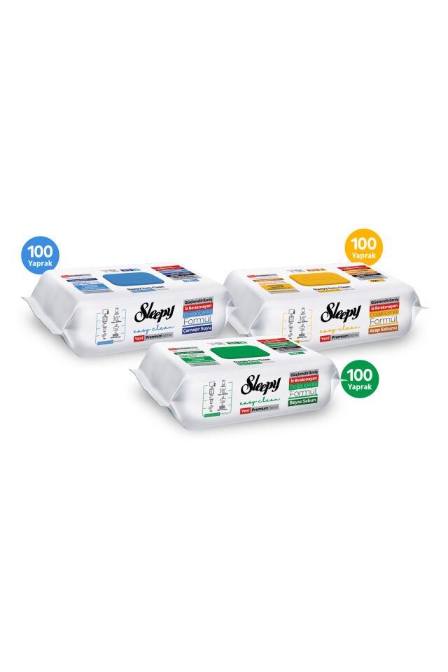 Easy Clean Premium Beyaz Sabun+Çamaşır Suyu+Arap Sabunu Yüzey Temizlik Havlusu Mendili 300 Yaprak Tek Ebat
