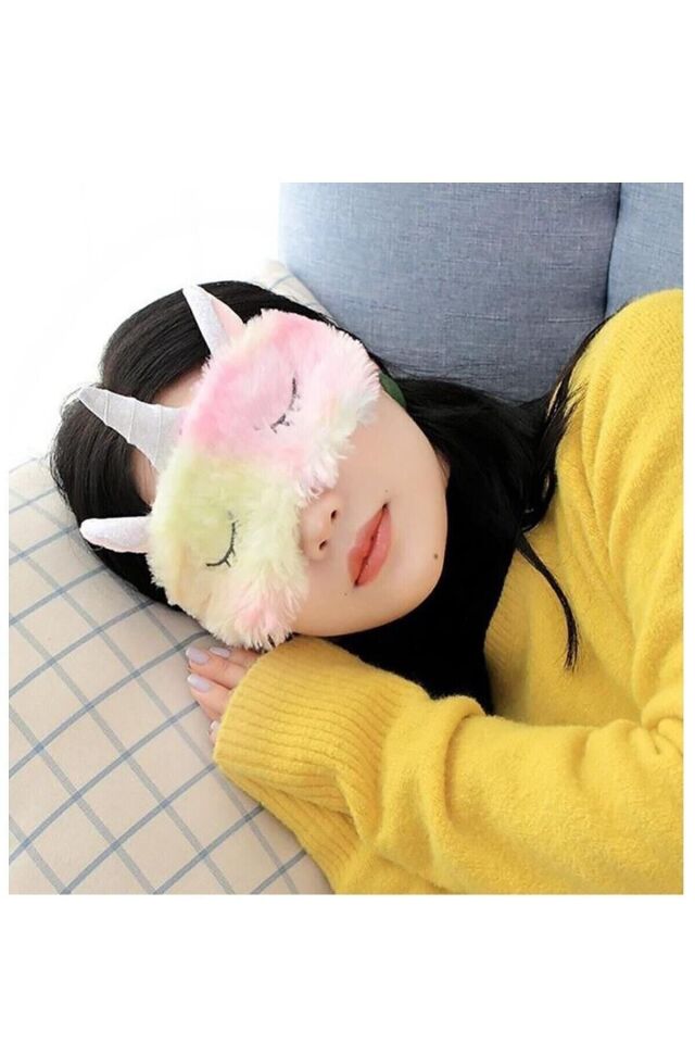 Peluş Unicorn Uyku Göz Bandı Pembe - Tek Ebat
