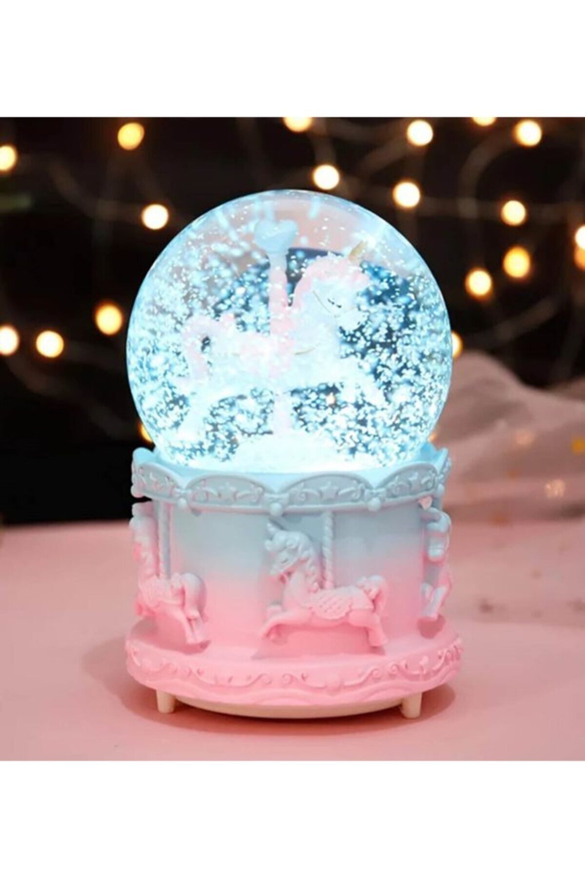 Unicorn Atlı Karınca Işıklı Sihirli Kar Küresi Arkadaşa Hediye