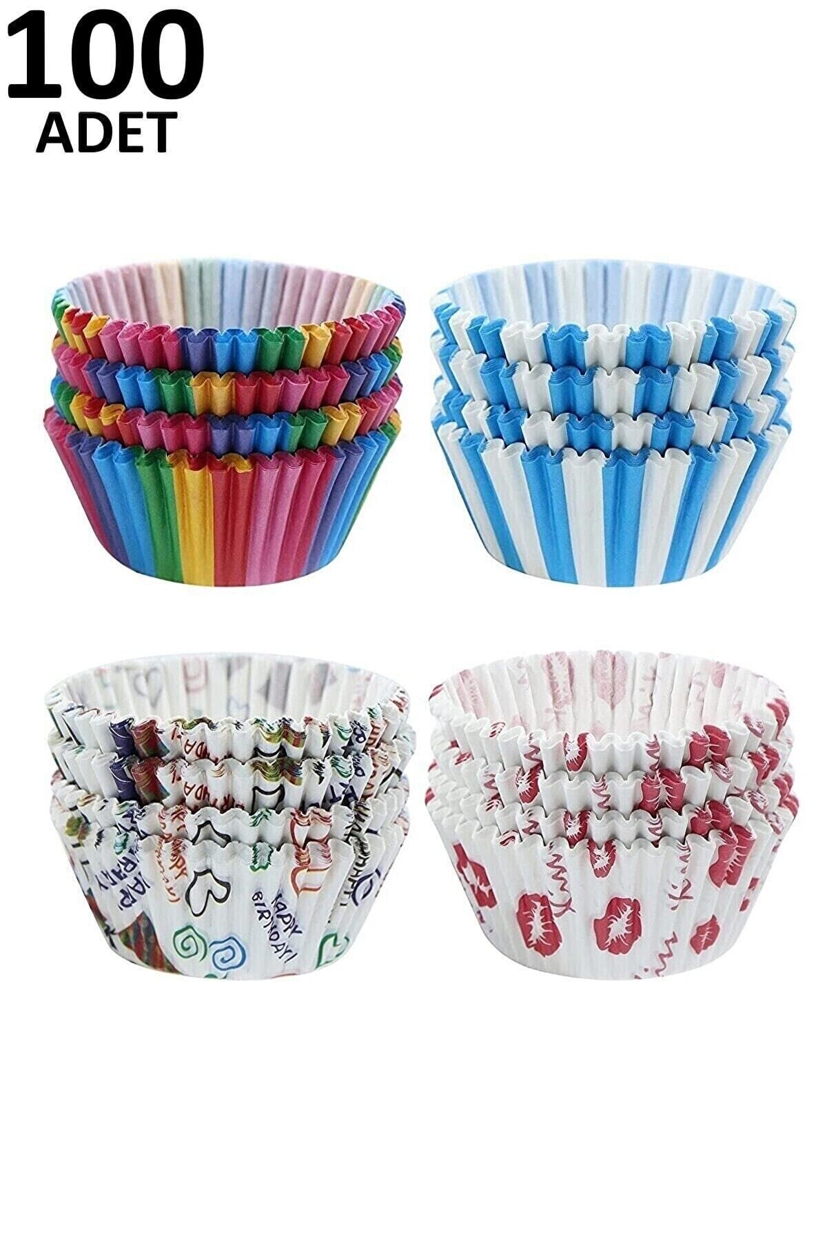 100 Adet Muffin Cupcake Kağıdı, Renkli Kağıt Muffin Kek Kalıbı