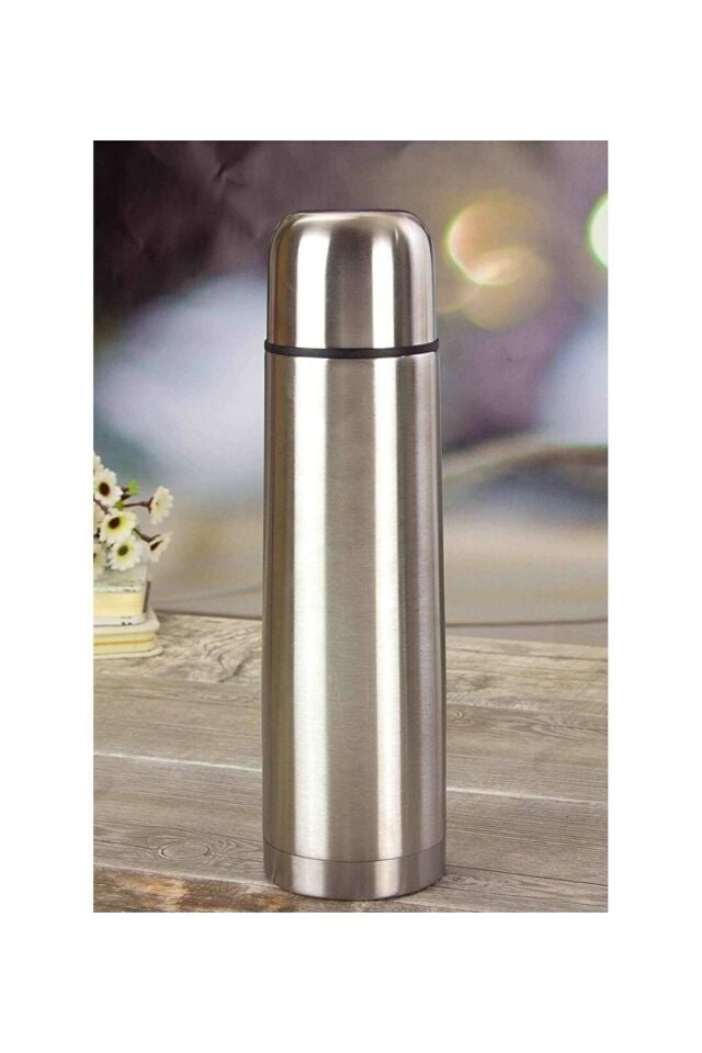 Paslanmaz Çelik Mermi Termos  Bardak Özellikli Kapak 1000 ml 1 Litre