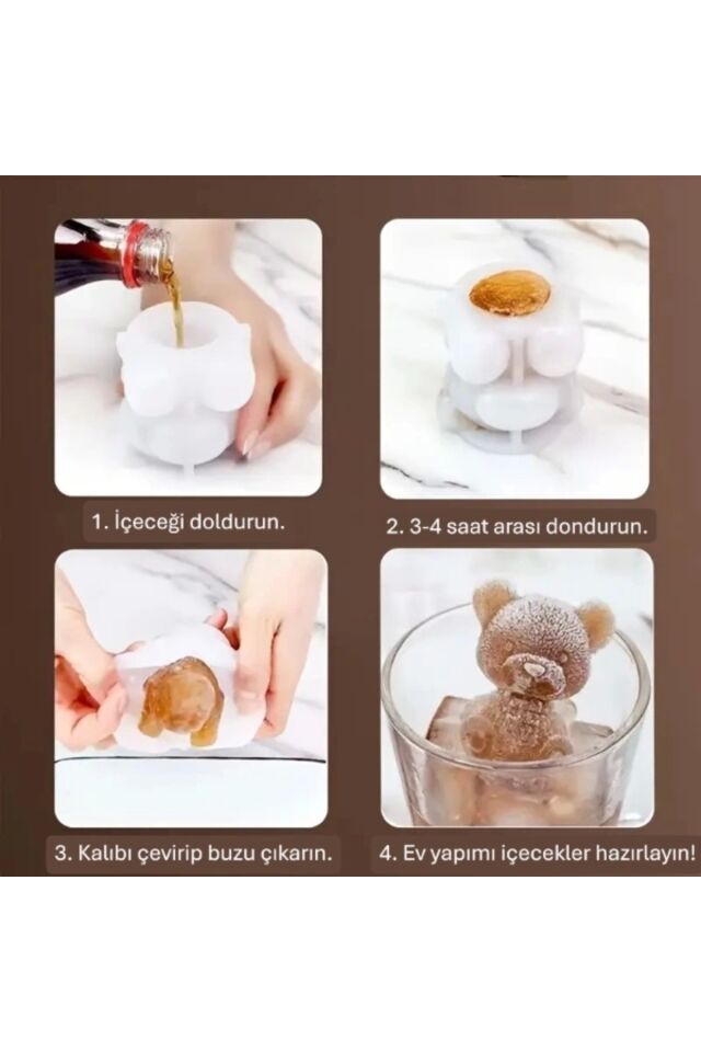 Ayı Şekilli Silikon Buz Kalıbı beyaz - Tek Ebat - Belirtilmemiş
