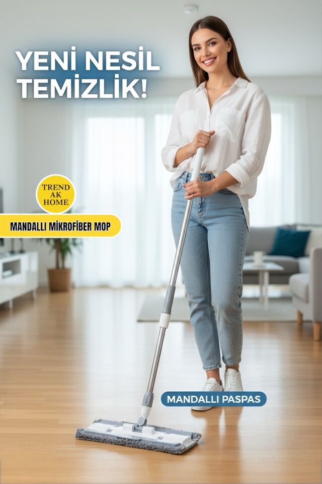 Mandallı Mikrofiber Mop Paspas – Süper Emici & Çok Amaçlı Temizlik - 5433 Tek Ebat