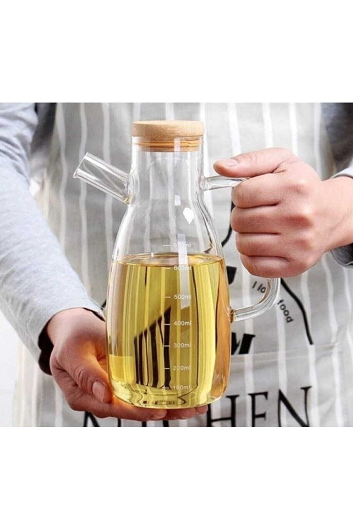 Masterchef Yeni Sezon Yağlık 900 ml Bambu Kapak Borosilikat Cam Yağlık Master Yağlık