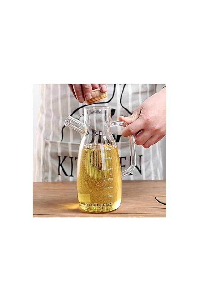 Masterchef Yeni Sezon Yağlık 900 ml Bambu Kapak Borosilikat Cam Yağlık Master Yağlık