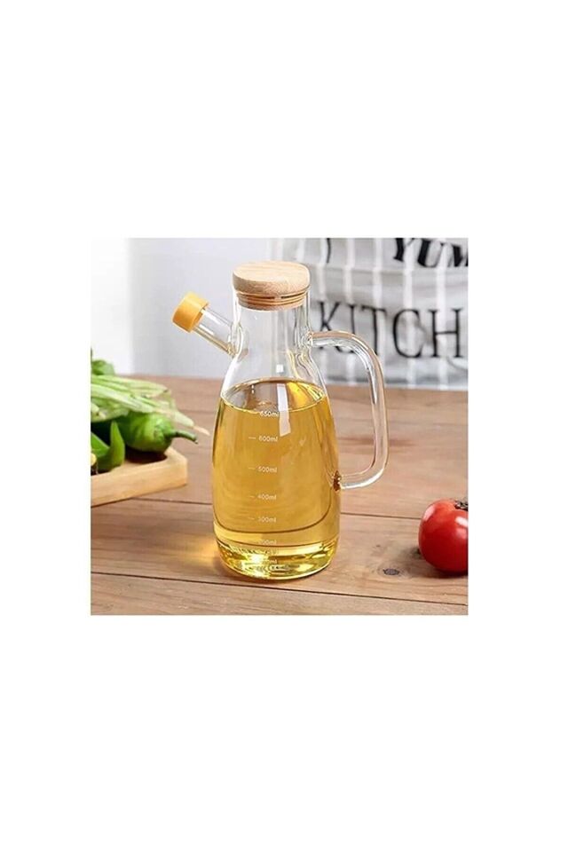Masterchef Yeni Sezon Yağlık 900 ml Bambu Kapak Borosilikat Cam Yağlık Master Yağlık