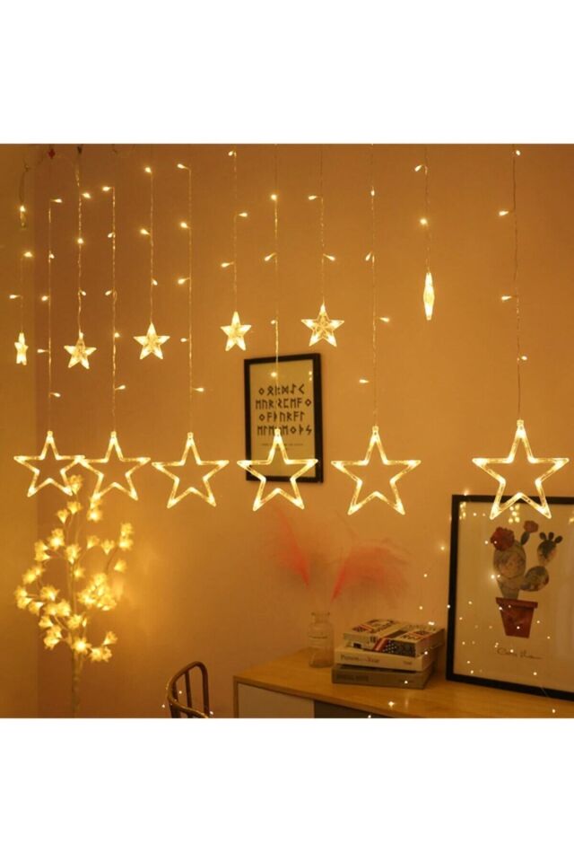 2x2 Metre Yıldız Ip Perde Saçak Ip Led Günışığı Dekoratif Yılbaşı Süs Dekor