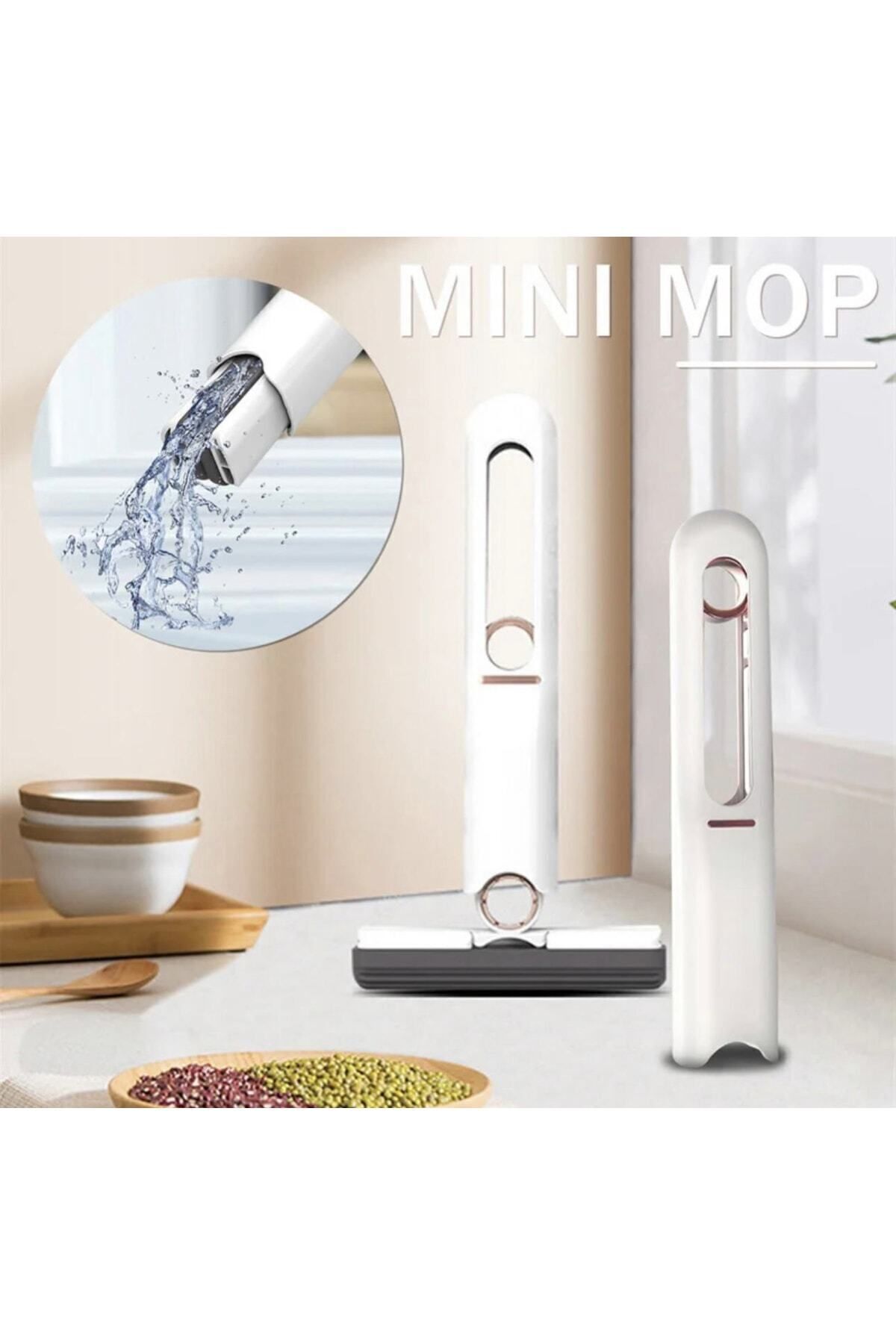 Taşınabilir Mini Mop Temizlik Paspası 180 Derece Döner Tezgah Pencere Cam Zemin Silme Aparatı Tek Ebat