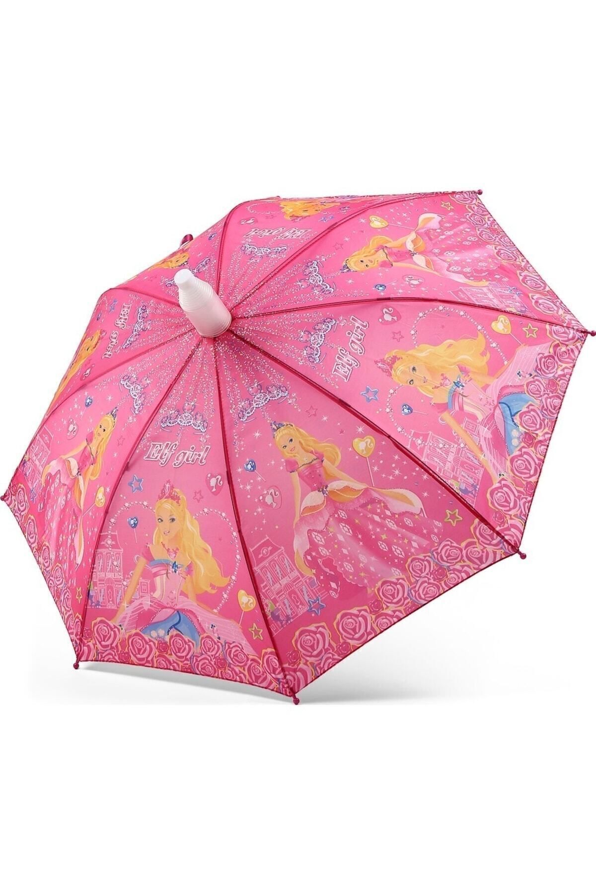 Bardaklı Kız Çocuk Şemsiyesi, Otomatik Mekanizma(KARIŞIK DESEN) Pembe - Tek Ebat
