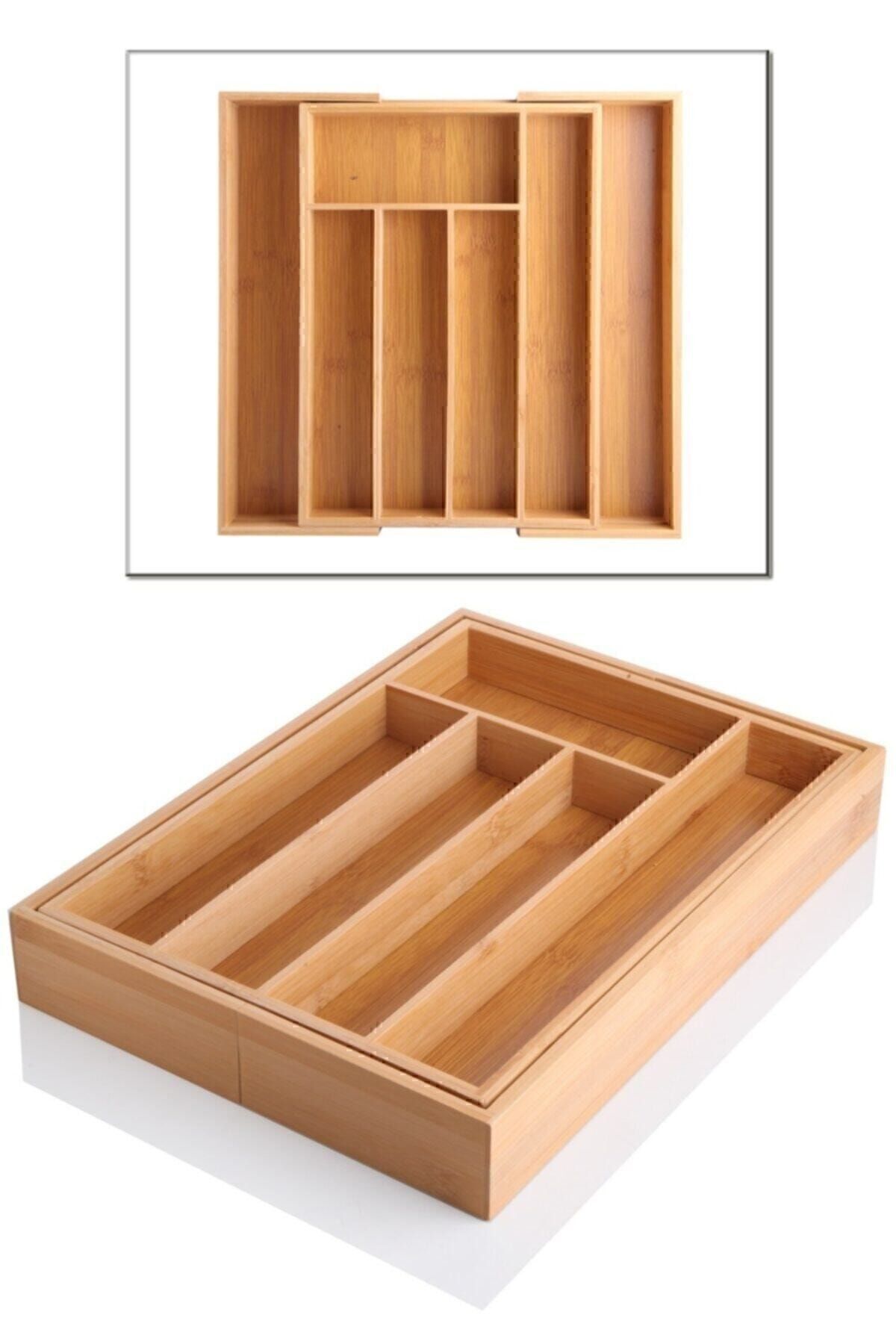 Bambu Açılır Bölmeli Çekmece Içi Kaşıklık Naturel - Tek Ebat - 40 x 50
