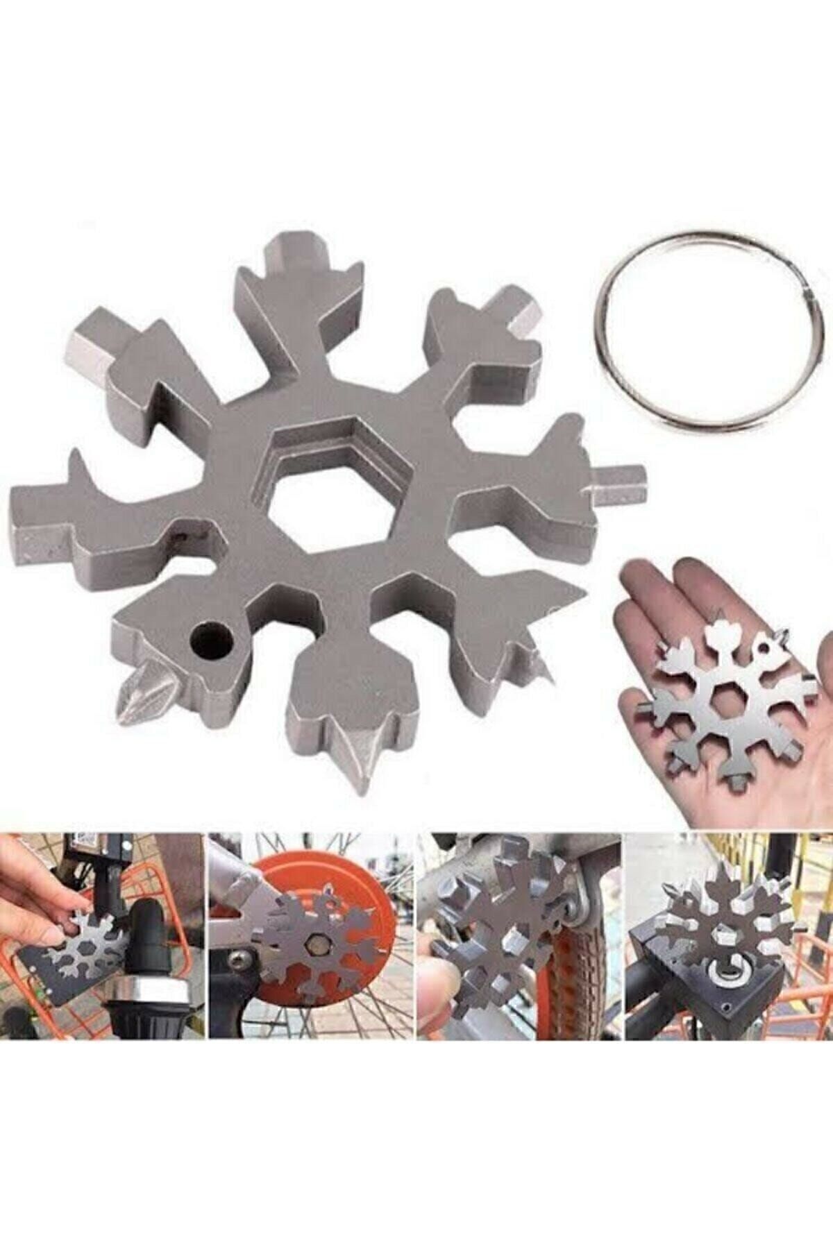 Çok Fonksiyonlu Paslanmaz Çelik Anahtar Alyan Takımı Ve ,anahtarlık Kar Tanesi Alyan Takımı Hex Key Tek Ebat