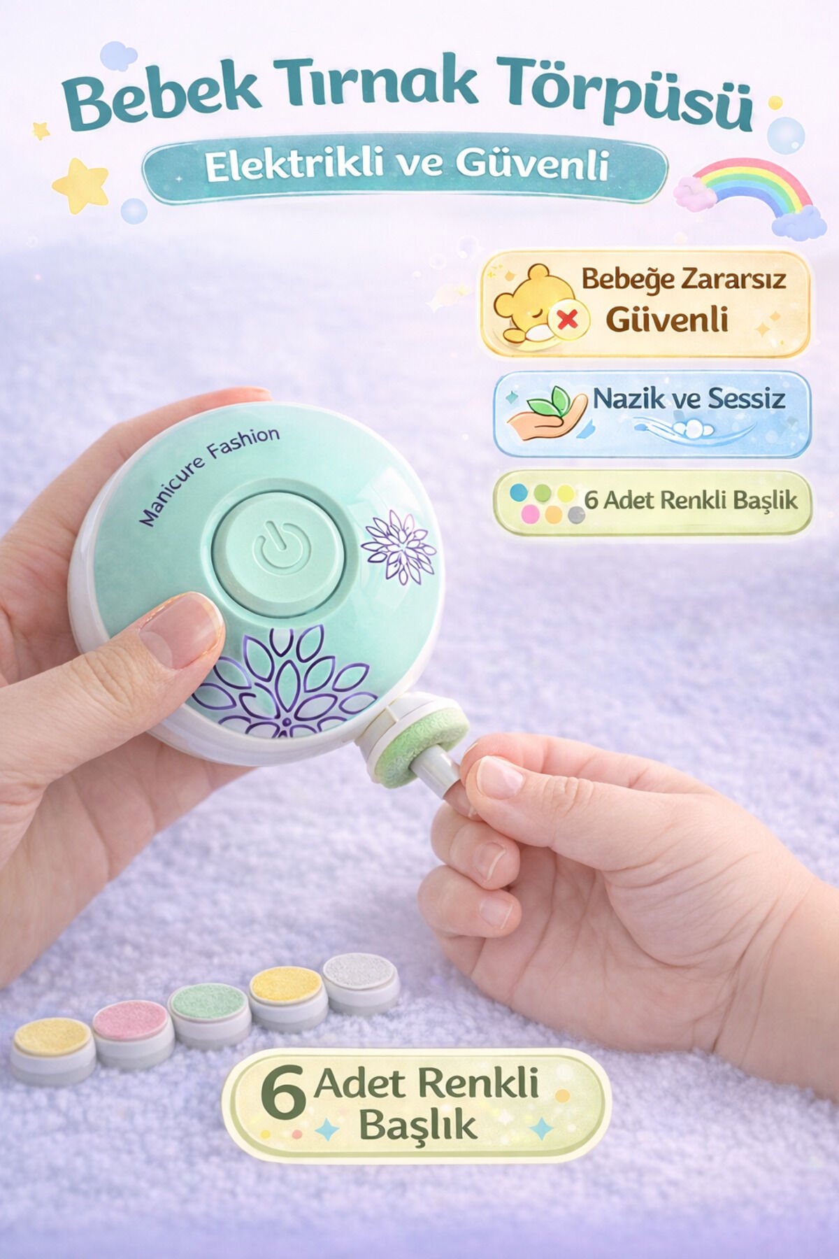 Yenidoğan Manikür Pilli Dönerli Bebek Bakim Tırnak Kesme Ve Törpülme Makinesi