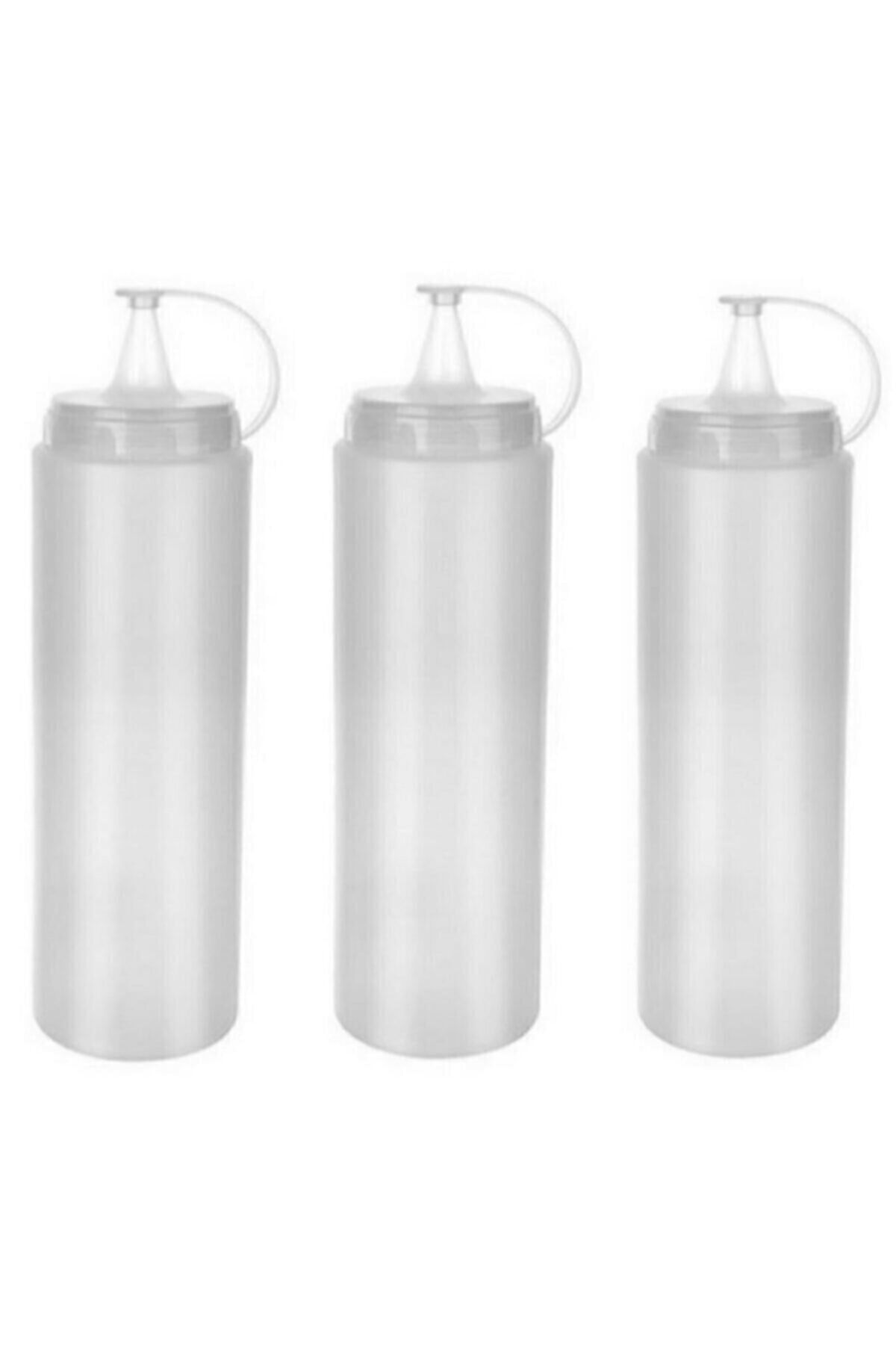 Plastik Yağlık Sosluk Şişesi 700 Ml 3Lü Şeffaf Yağdanlık,Sosluk Ketçap Yağdanlık Yağ Sos Şişe infeta gri - Tek Ebat