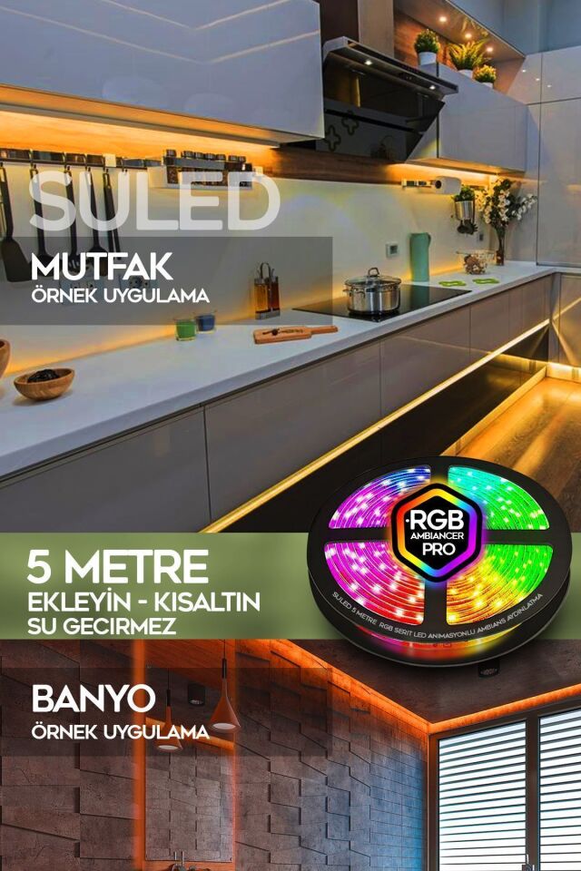 Şerit Led 5 Metre Animasyonlu Tak Çalıştır Kumandalı Trafolu Rgb Şerit Işık Aydınlatma Parti Led Siyah - Tek Ebat