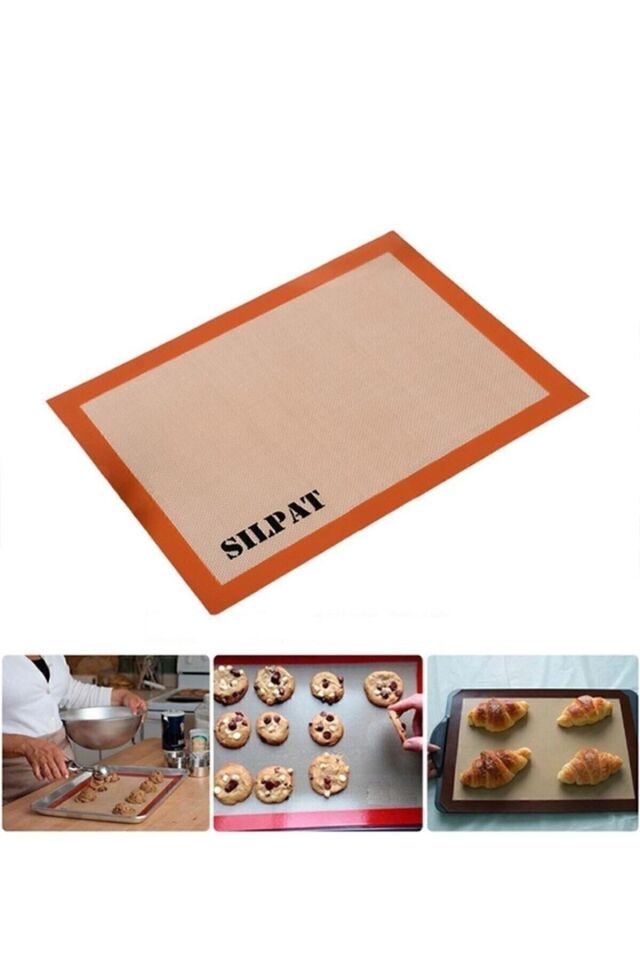 Fırın Silikon Yanmaz,yapışmaz,pişirme Hamur Açma Matı 40*30 Cm kırmızı - Tek Ebat
