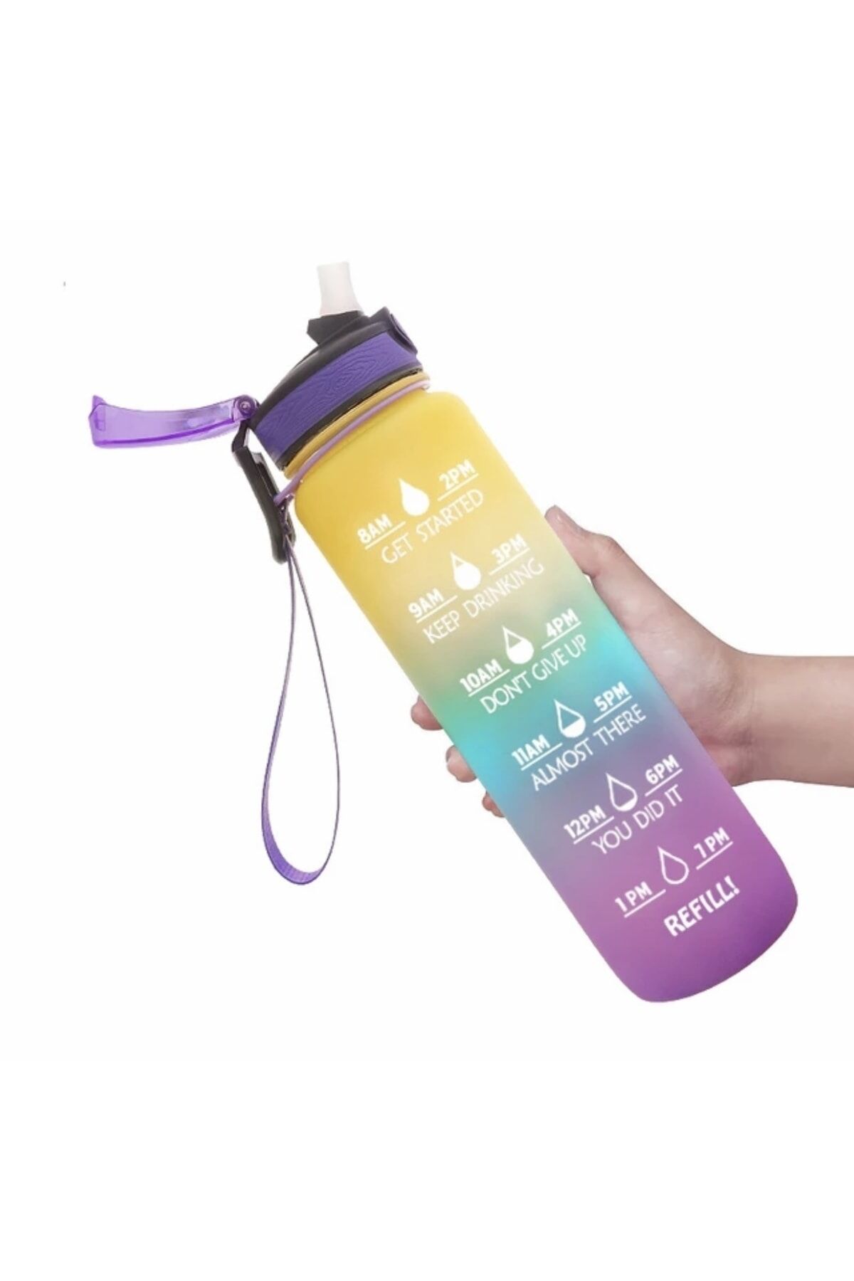 Motivasyonel Su Matarası 1000 ml Karışık Renk